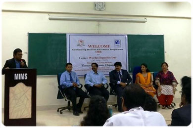 <b>Mr.K. Hari Krishnan Babu, CEO, MIMS, Inaugurating and Lightning the lamp of CME, organized by the Department of Pathology on the occasion of  World Hepatitis Day, on 28 Jul 2017</b>